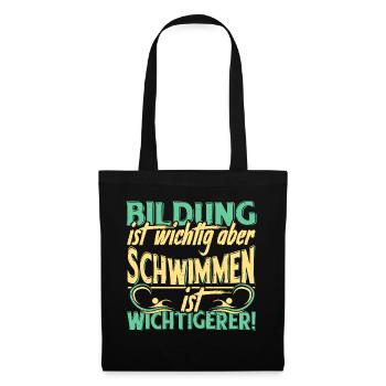 Schwimmen Schwimmsport Spruch - Stoffbeutel - Schwarz - Vorne