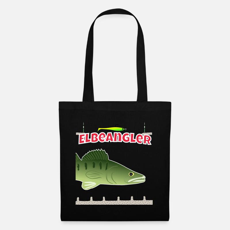 Elbeangler Zander Buhne Spinnfischer - Stoffbeutel - Schwarz