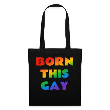 Born this gay rainbow text - Tote Bag - black - Front