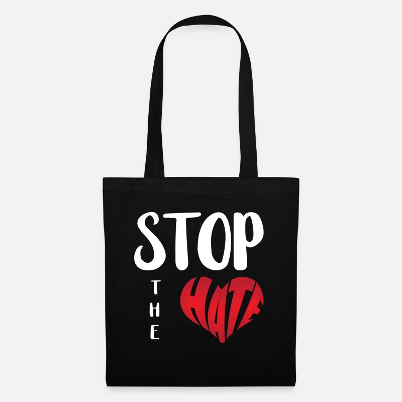 No Hate Dislike Stop Hate Anti Hate - Tote Bag - black
