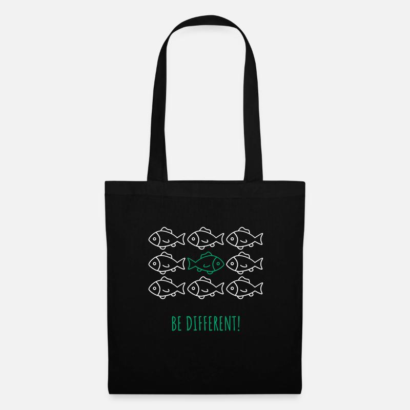Être différent! -Être différent! École de poissons - Sac en tissu - noir