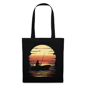 bateau de pêche pêche coucher de soleil vintage - Sac en tissu - noir - Devant