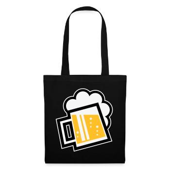Bayrischer Bierkrug (Bier / Maßkrug / L / \ / 3C) - Stoffbeutel - Schwarz - Vorne