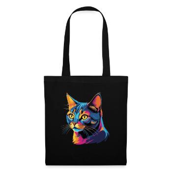 Electric British Shorthair: Vibrant Cat Art - Tote Bag - black - Front