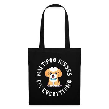 Maltipoo Kisses Design - Adorable chien moelleux - Sac en tissu - noir - Devant