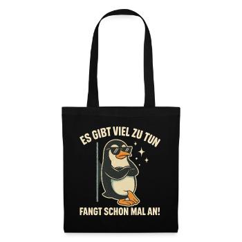 Pingouin cool dans le travail de bureau - Sac en tissu - noir - Devant