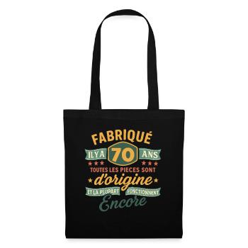 Fabriqu il y a 70 ans 70 ans Anniversaire bla - Sac en tissu - noir - Devant