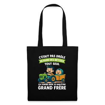 Enfant Grand Frère en Mission - Annonce Grossesse - Sac en tissu - noir - Devant