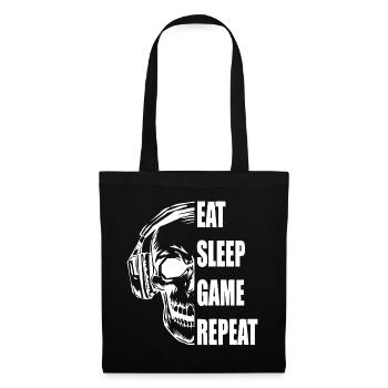 Crâne avec casque Citation de jeu - Sac en tissu - noir - Devant