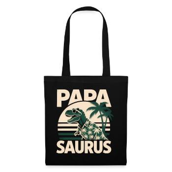 Papa Saurus Rex dinosaure Cadeau de fête des pères - Sac en tissu - noir - Devant