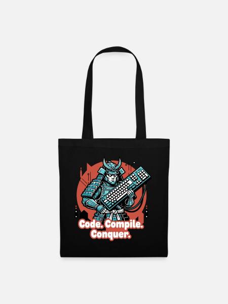 Codekampf Samurai mit Tastatur - Stoffbeutel - Schwarz