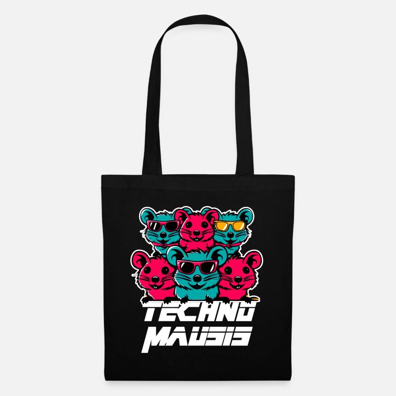 Techno Mausis - Stoffbeutel - Schwarz