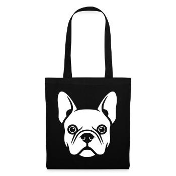 Französische Bulldogge Frenchie Kopf - Stoffbeutel - Schwarz - Vorne