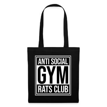 Anti Social Gym Rats Club Lustig Fitness Spruch - Stoffbeutel - Schwarz - Vorne