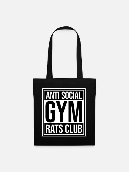 Anti Social Gym Rats Club Lustig Fitness Spruch - Stoffbeutel - Schwarz