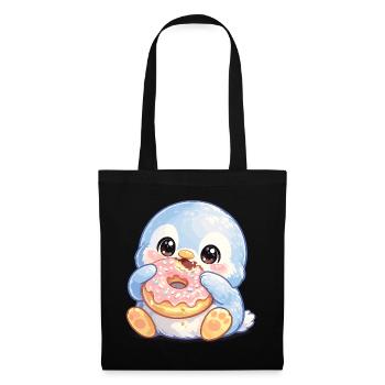 Petit Pingouin Donut - Sac en tissu - noir - Devant
