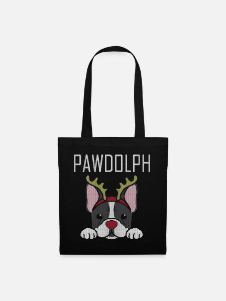 Pawdolph Hässlicher Weihnachtspullover Frenchie Hund - Stoffbeutel - Schwarz