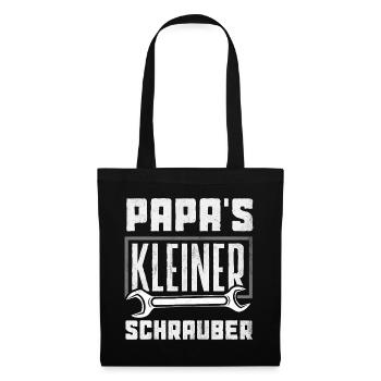 Papas Kleiner Schrauber Auto Werkstatt Kinder - Stoffbeutel - Schwarz - Vorne