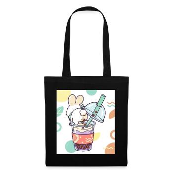 Cute Bunny Funny Boba Bubble Tea - Tote Bag - black - Front