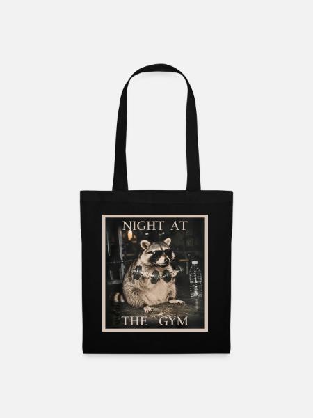 Fitness Raccoon - Night at the Gym - Stoffbeutel - Schwarz