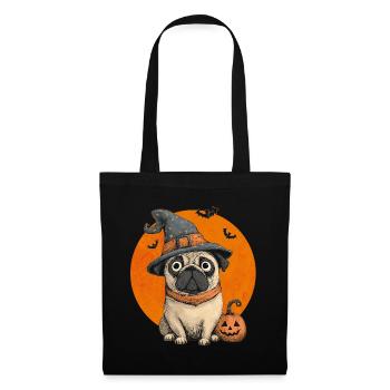 Mops Halloween - Stoffbeutel - Schwarz - Vorne