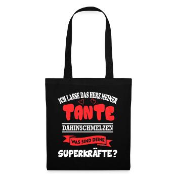 Tante Was sind deine Superkräfte Baby Sprüche - Stoffbeutel - Schwarz - Vorne