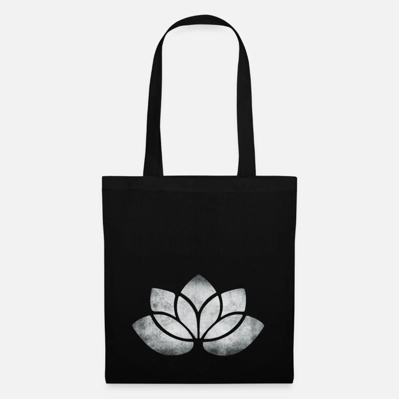 yoga lotus blume silber - Stoffbeutel - Schwarz
