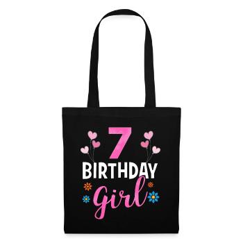 Fille d'anniversaire - 7 ans - Sac en tissu - noir - Devant