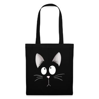 Tête de chat I Cat Face I Comic - Sac en tissu - noir - Devant