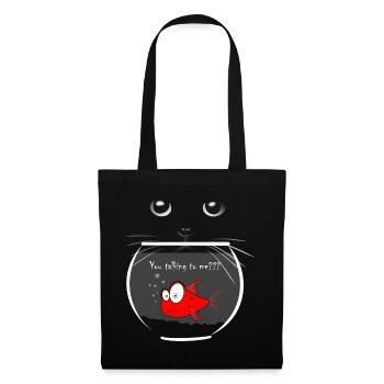 poisson rouge - Sac en tissu - noir - Devant