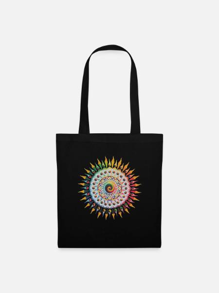 Sonnen Mandala Dreikreis Spirale - Stoffbeutel - Schwarz