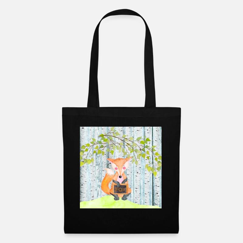 Tierfreunde im Wald - Der kleine Fuchs - Stoffbeutel - Schwarz