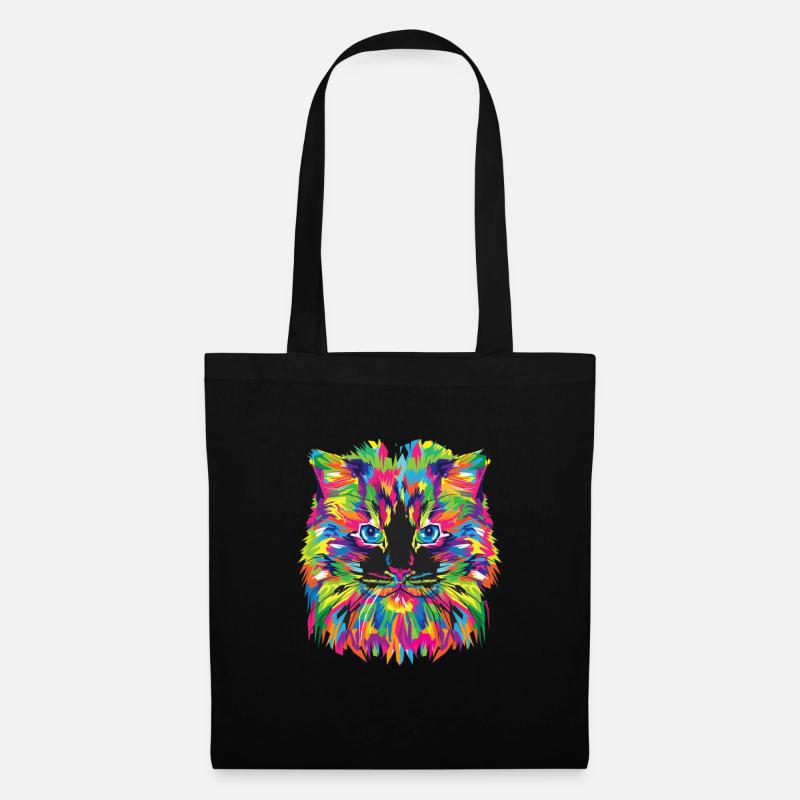 Katze / Haustier / Kunst - Stoffbeutel - Schwarz