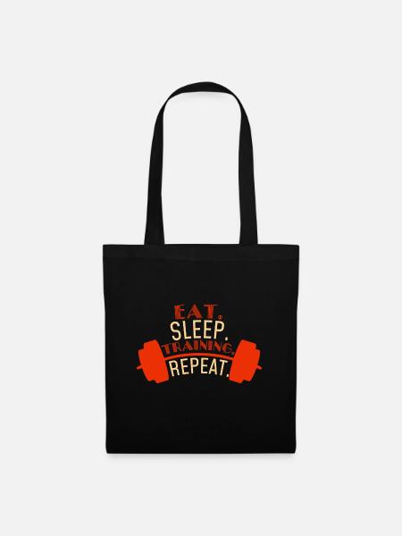 Eat Sleep Training Repeat Workout Fitness - Stoffbeutel - Schwarz