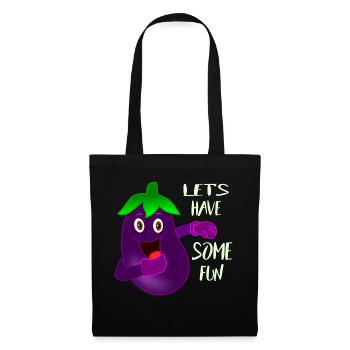 Aubergine drôle s'amuse - Sac en tissu - noir - Devant