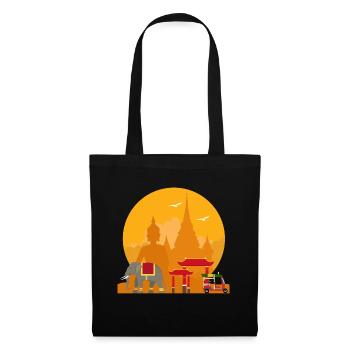 Bangkok Thaïlande Budda Elefant Tuk Tuk - Sac en tissu - noir - Devant