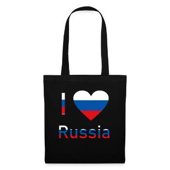 I Love Russia in den Farben der Flagge ! - Stoffbeutel - Schwarz - Vorne