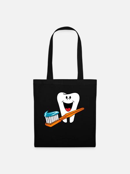Dents heureuses dents saines aiment rire - Sac en tissu - noir