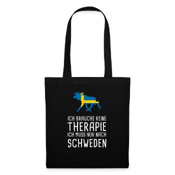 Keine Therapie SCHWEDEN Sverige Elch Geschenk - Stoffbeutel - Schwarz - Vorne