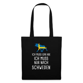 Ich muss nach SCHWEDEN Sverige Elch Geschenk - Stoffbeutel - Schwarz - Vorne