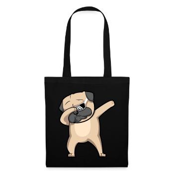 Dabbing Dog Pug Geschenk - Stoffbeutel - Schwarz - Vorne