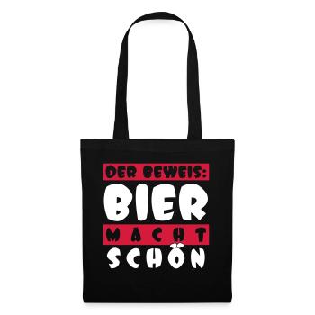 der Beweis: BIER MACHT SCHÖN - Stoffbeutel - Schwarz - Vorne
