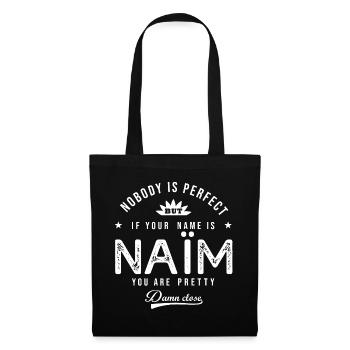 Naïm cadeau personnalisé prénom arabe Naïm - Sac en tissu - noir - Devant