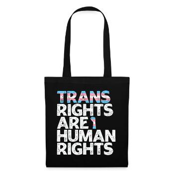 LBGT Flag Gay Pride Les droits des trans sont des droits humains - Sac en tissu - noir - Devant