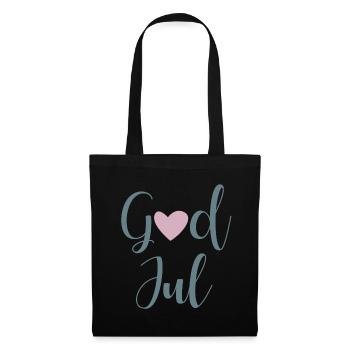Dieu Jul Coeur Écriture manuscrite suédoise Noël - Sac en tissu - noir - Devant