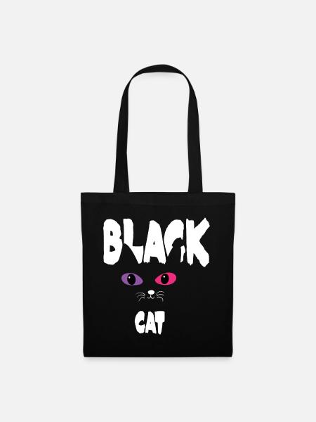 Schwarz Weiße Katze - Stoffbeutel - Schwarz