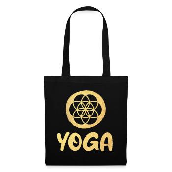 Yoga Gold Flower of Life Blume des Lebens Ornament - Stoffbeutel - Schwarz - Vorne
