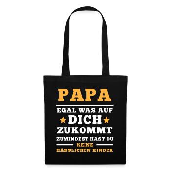 Papa Vatertag Keine hässlichen Kinder Spruch - Stoffbeutel - Schwarz - Vorne