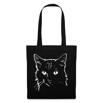 Katze 4 - Stoffbeutel - Schwarz - Vorne