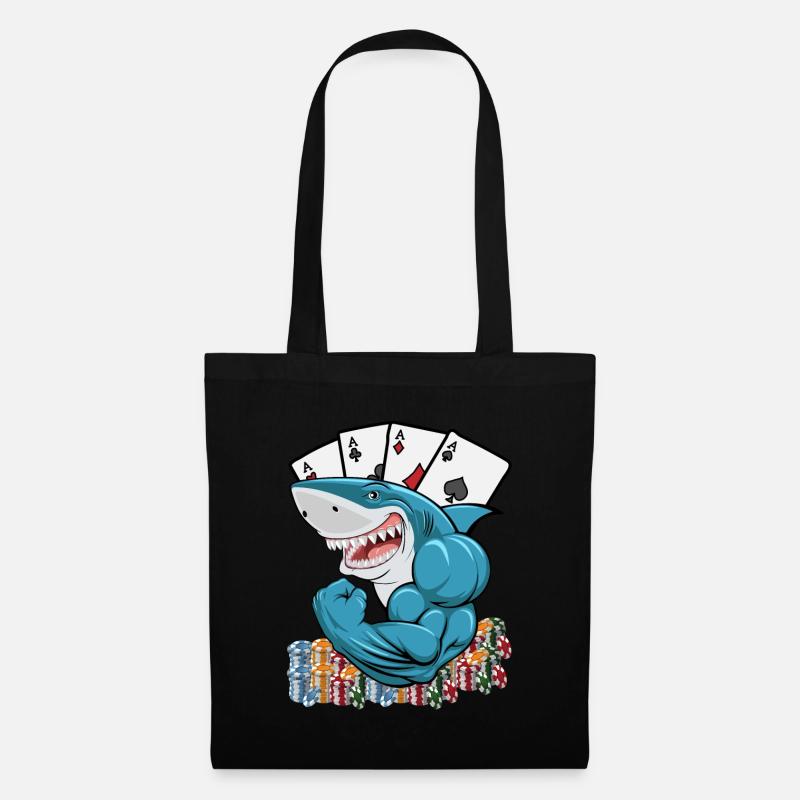 Aggressiver Pokerspieler Shark - Stoffbeutel - Schwarz